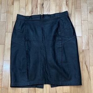 Black Midi Leather Skirt